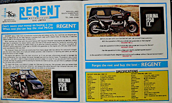 Original Regent Motorcycles sales leaflet