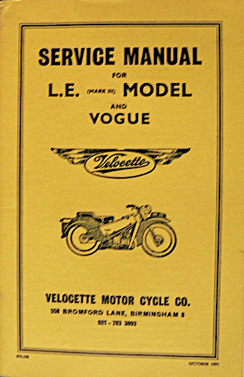Velocette LE and Vogue Service Manual