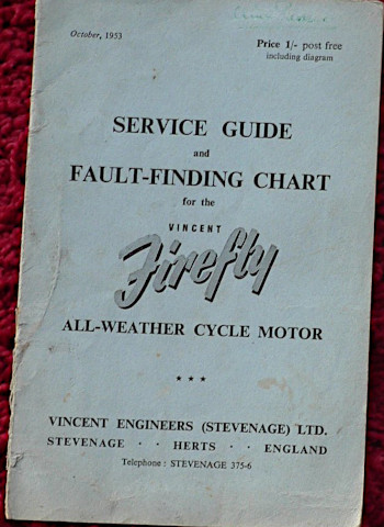 Vincent Firefly service guide & fault-finding chart