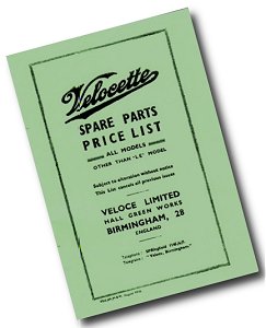 Velocette Spare parts price list