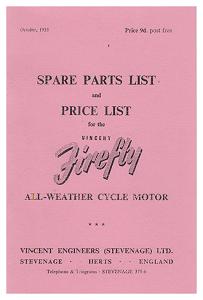 Vincent Firefly spare parts & price list